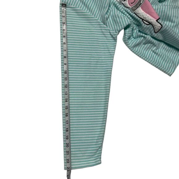 PJ Couture Pajama Top Aqua White Stripe Dog Appliqué Christmas Junior Large - Picture 6 of 10